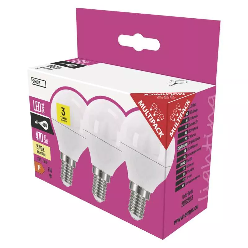 LED žárovka Classic Mini Globe 5W E14 teplá bílá