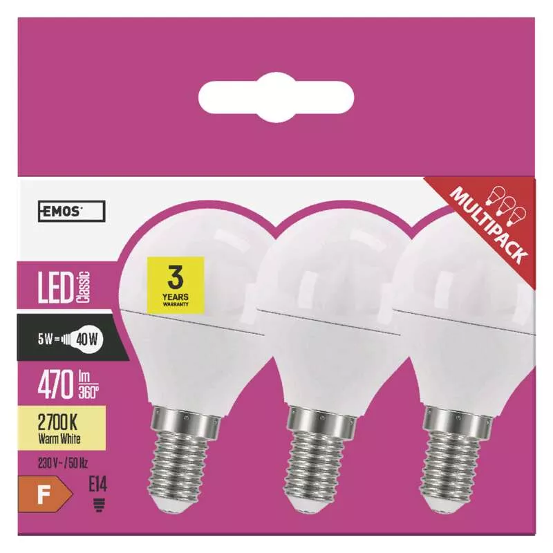 LED žárovka Classic Mini Globe 5W E14 teplá bílá