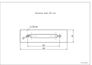 Ochranný plech pod bezpečnostní kování š=80 mm nerez lesk