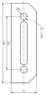 Ochranný plech pod bezpečnostní kování š=95/tl.1 mm lesk